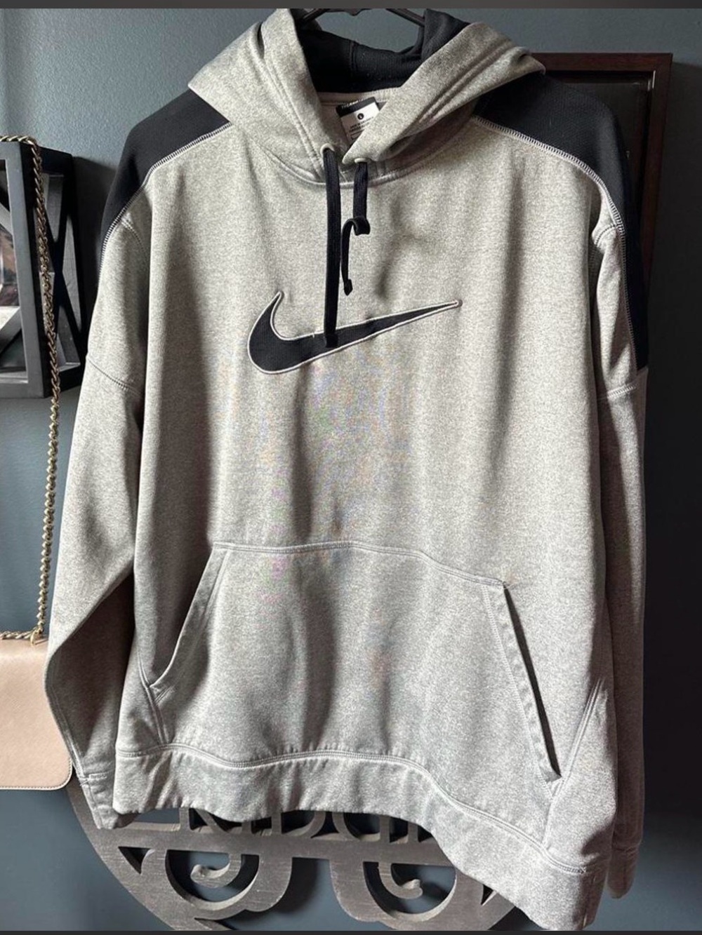 Nike Grey Pullover Hoodie with Black Swoosh